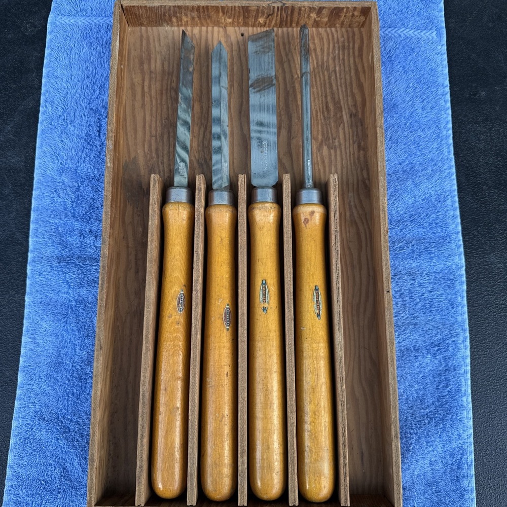 Vintage Craftsman 4pc High Speed  Wood Turning Lathe Chisel Set made in USA